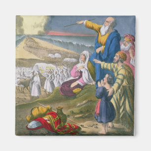 Moses som särar det röda havet, från en bibel s magnet