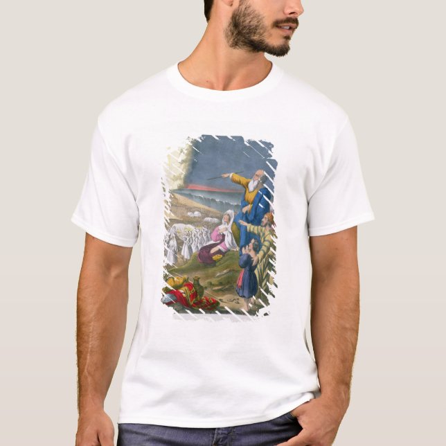 Moses som särar det röda havet, från en bibel som t shirt (Framsida)