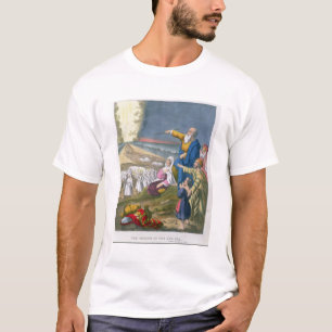 Moses som särar det röda havet, från en bibel som t shirt