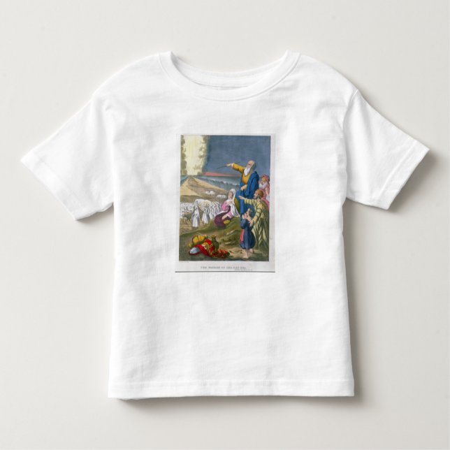 Moses som särar det röda havet, från en bibel som t shirt (Framsida)