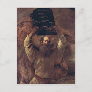 Moses som slår tabletsna av lagen, 1659 vykort