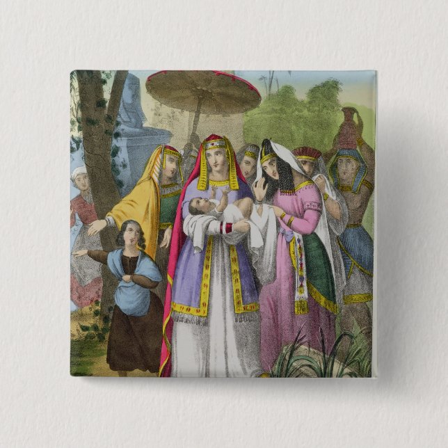 Moses sparade vid pharaoh'sens dotter, från en knapp (Framsida)