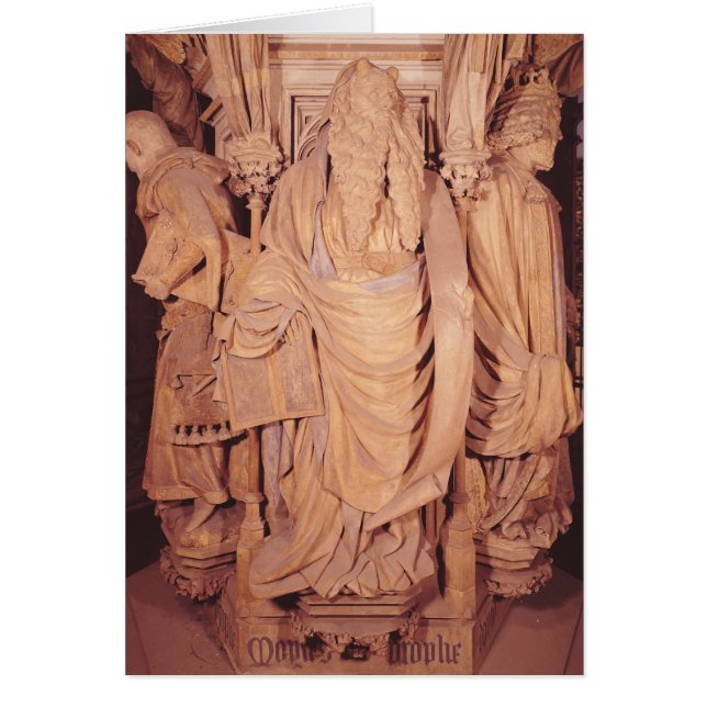 Moses specificerar från den sexhörniga sockeln hälsningskort (Framsidan)