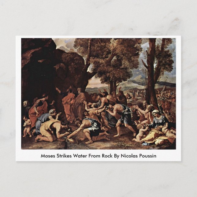 Moses Strejka Vatten från Sten av Nicolas Poussin Vykort (Framsida)