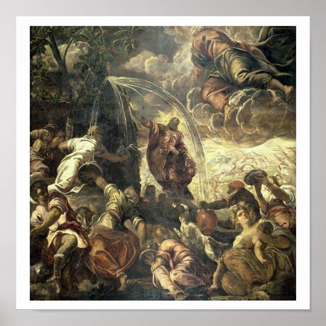 Moses Striking Vatten från Sten, 1575 Poster (Framsidan)