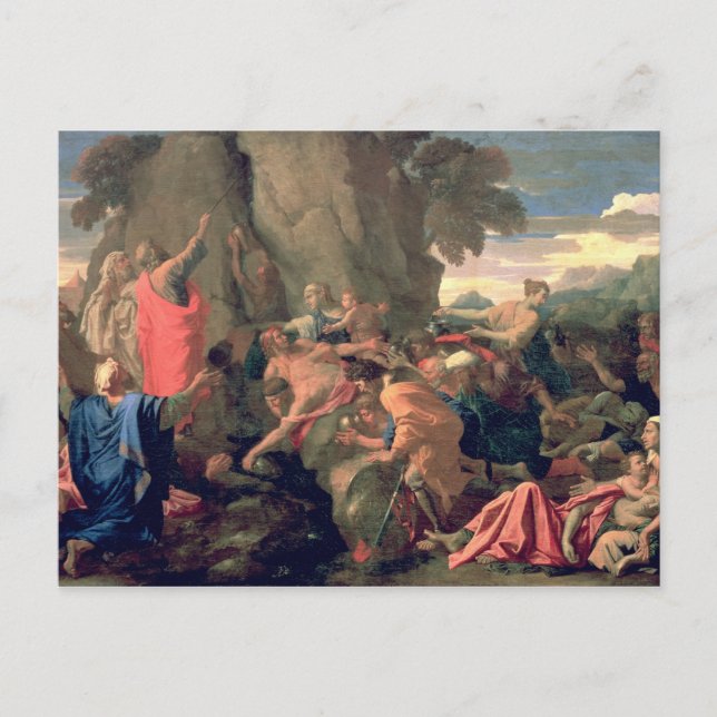 Moses Striking Vatten från Sten, 1649 Vykort (Framsida)