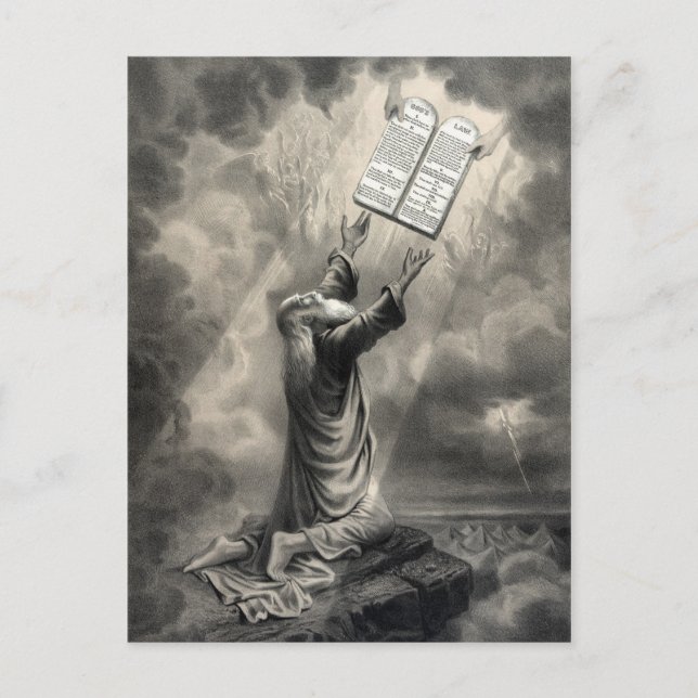 Moses tar emot vykort för lag (Framsida)