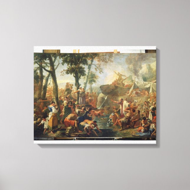 Moses Teckning Vatten från Sten (olja på arbetsyta Canvastryck (Framsida)