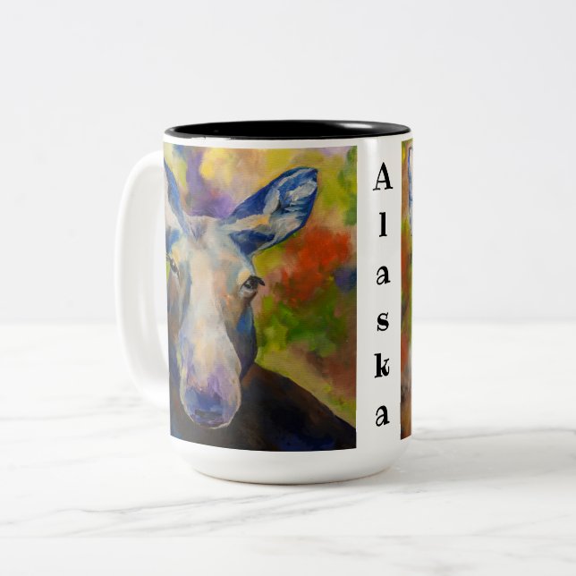 Mosey Moose Coffee Mugg_ALASKA Två-Tonad Mugg (Framsida vänster)