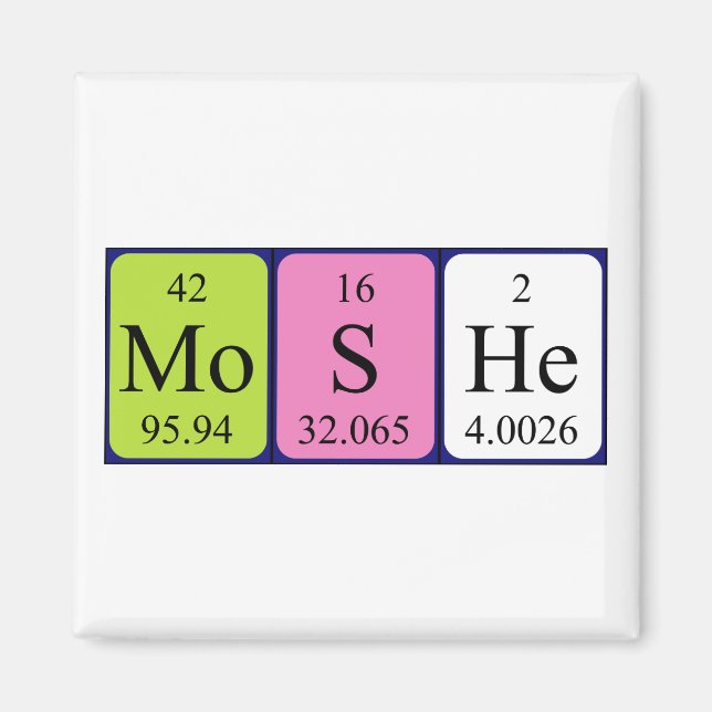 Moshe periodiskt bord namn magnet (Framsidan)