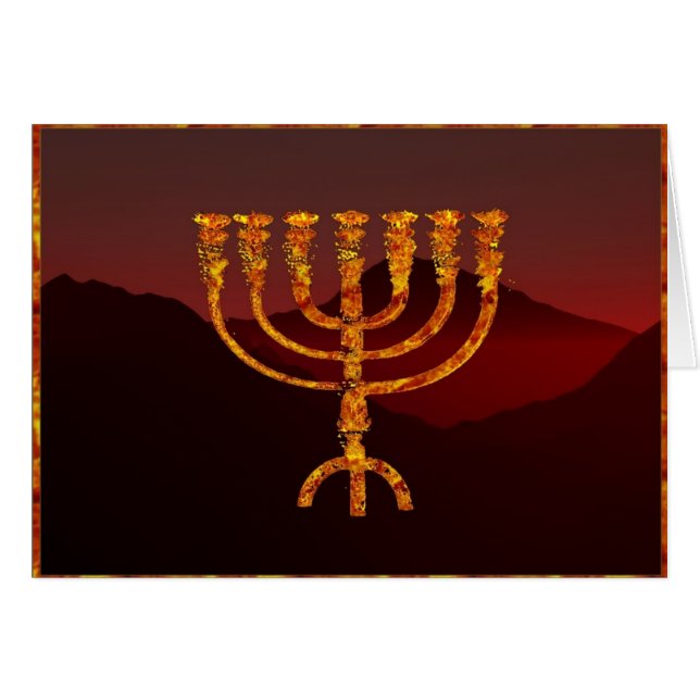Moshe's Menora Hälsningskort (Framsidan Horizontal)