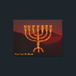 Moshe's Menorah Canvastryck<br><div class="desc">En beskrivning av de sju-grenade menorah (candelabra) som israelerna gjort efter utvandringen från Egyptenen. Anpassa genom att lägga till egen text. I Torah Moshe Rabbenu sägs: "Du ska göra en Menorah av rent guld, som blir slagen, ska Menorah vara gjord, dess bas, dess gren, dess gåbletter, dess knoppar, och dess...</div>