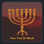 Moshe's Menorah Fyrkantigt Klistermärke<br><div class="desc">En beskrivning av de sju-grenade menorah (candelabra) som israelerna gjort efter utvandringen från Egyptenen. Anpassa genom att lägga till egen text. I Torah Moshe Rabbenu sägs: "Du ska göra en Menorah av rent guld, som blir slagen, ska Menorah vara gjord, dess bas, dess gren, dess gåbletter, dess knoppar, och dess...</div>