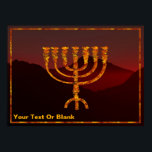 Moshe's Menorah Poster<br><div class="desc">En beskrivning av de sju-grenade menorah (candelabra) som israelerna gjort efter utvandringen från Egyptenen. Lägg till din egen text. I Torah Moshe Rabbenu sägs: "Du ska göra en Menorah av rent guld, som blir slagen, ska Menorah vara gjord, dess bas, dess gren, dess gåbletter, dess knoppar, och dess blommor ska...</div>