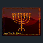 Moshe's Menorah Poster<br><div class="desc">En beskrivning av de sju-grenade menorah (candelabra) som israelerna gjort efter utvandringen från Egyptenen. Lägg till din egen text. I Torah Moshe Rabbenu sägs: "Du ska göra en Menorah av rent guld, som blir slagen, ska Menorah vara gjord, dess bas, dess gren, dess gåbletter, dess knoppar, och dess blommor ska...</div>