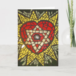 Mosiac Glowing Heart Star of David in Grönt Kort