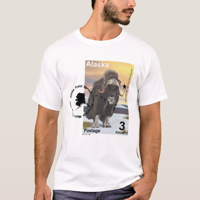 Moskusoxe frimärke souvenir tröja (Framsida)