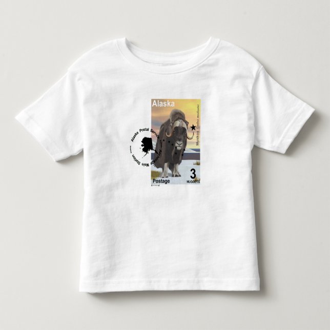 Moskusoxe frimärkessouvenir t-shirt (Framsida)