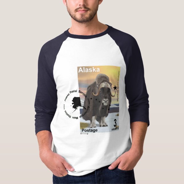 Moskusoxe frimärkessouvenir tee shirt (Framsida)