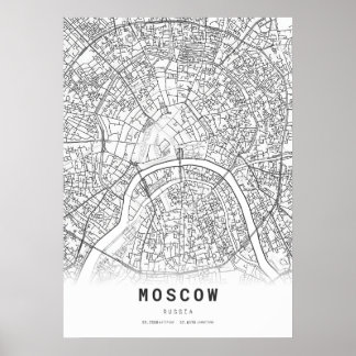 Moskva City Karta Poster