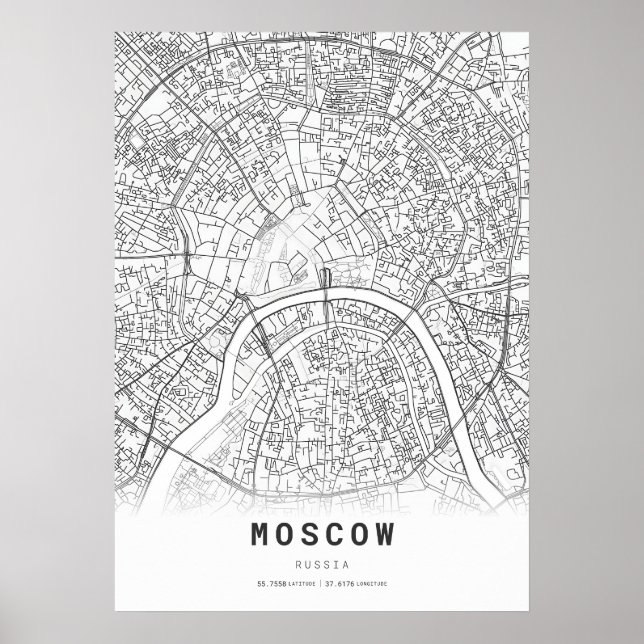 Moskva City Karta Poster (Framsidan)