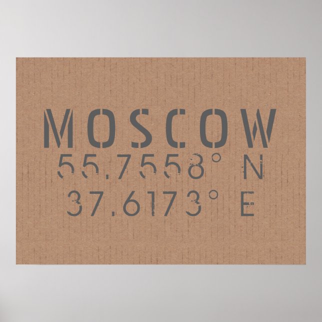Moskva Latitude Longitud Poster (Framsidan)