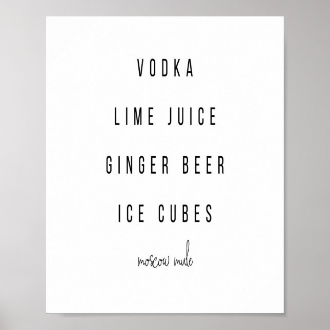 Moskva Mule Cocktail Recipe Poster (Framsidan)