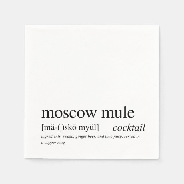 Moskva Mule Modern Quote Black Typography Cocktail Pappersservett (Framsidan)
