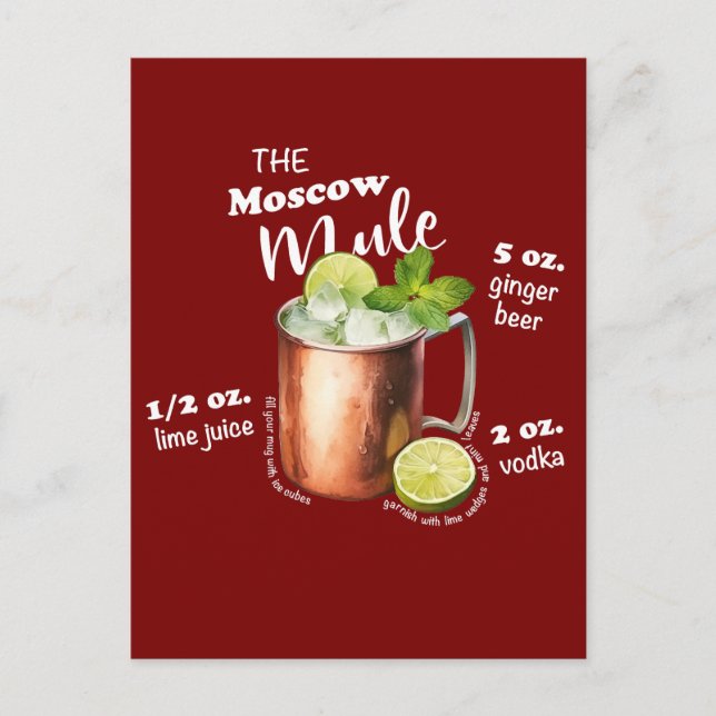 Moskva Mule Recipe Pub Art Vykort (Framsida)