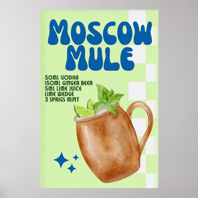 Moskva Mule Retro Cocktail Poster (Framsidan)