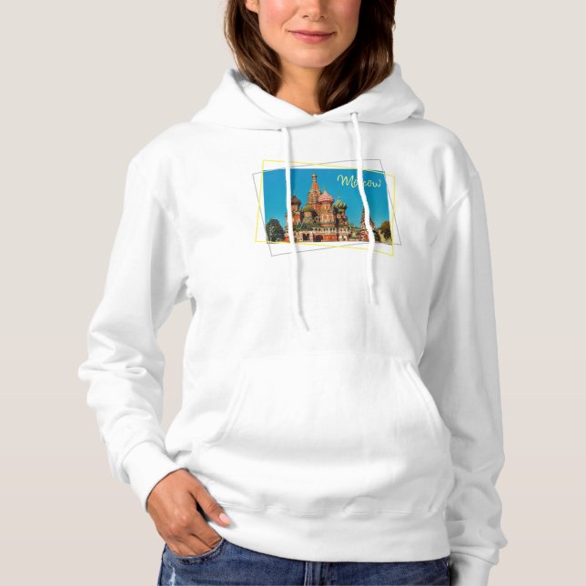 Moskva Red Square St Basil's Russia Hoodie Top T Shirt (Framsida)
