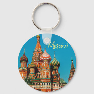 Moskva Red Square St Basil's Russia Keychain Nyckelring