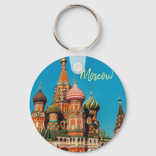 Moskva Red Square St Basil's Russia Keychain Nyckelring (Framsida)
