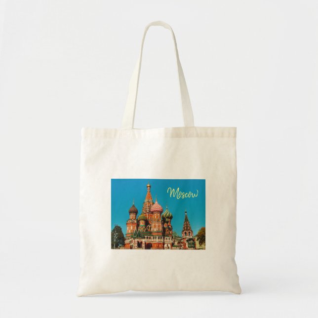 Moskva Red Square St Basil's Russia Tote Bag Tygkasse (Framsidan)