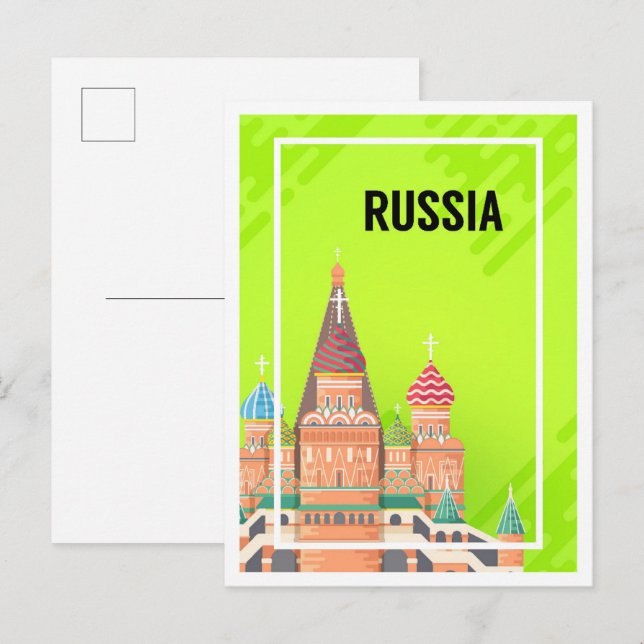 Moskva Ryssland Art Travel Illustration Vykort (Fram/baksida)