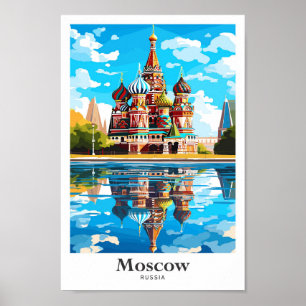 Moskva, Ryssland Art Travel Potrait Illustration Poster