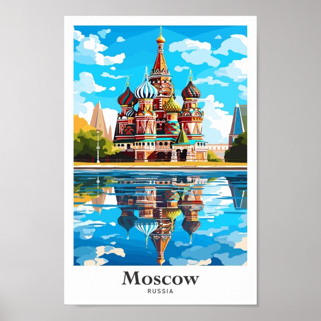 Moskva, Ryssland Art Travel Potrait Illustration Poster (Framsidan)