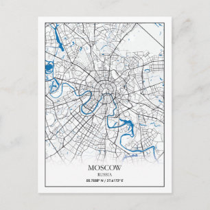 Moskva Ryssland City Karta Travel Simple Poster Vykort
