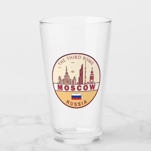 Moskva Ryssland City Skyline Emblem Glaskopp