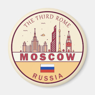 Moskva Ryssland City Skyline Emblem Magnet
