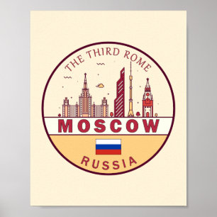 Moskva Ryssland City Skyline Emblem Poster