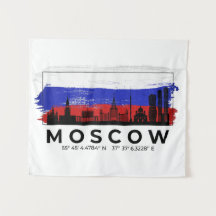 Moskva Ryssland Cityscape Push Flagga