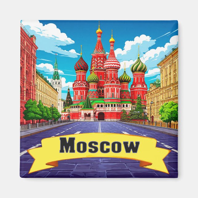🧲 Moskva Ryssland Explorer Souvenir Magnet (Framsidan)