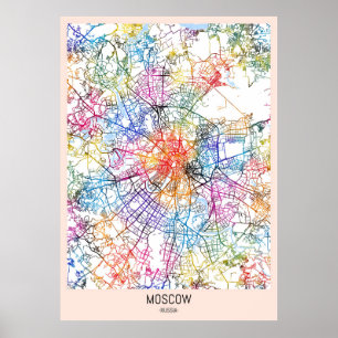 Moskva, Ryssland, Karta Poster