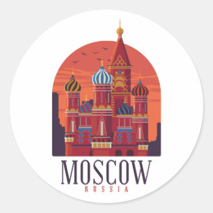 Moskva Ryssland Kremlin Skyline Runt Klistermärke