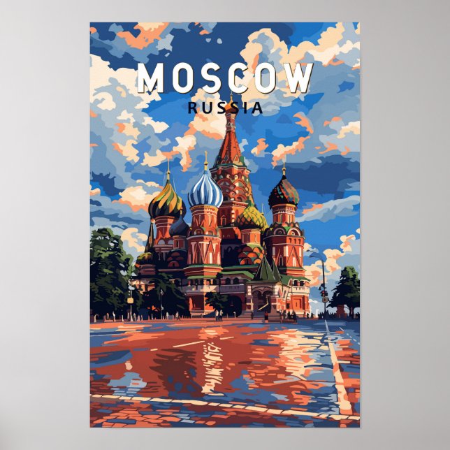 Moskva Ryssland Resa Konst Vintage Poster (Framsidan)