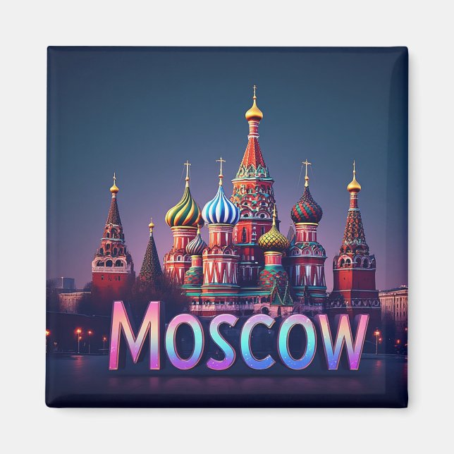 🧲 Moskva Ryssland Resminneon effekt Magnet (Framsidan)