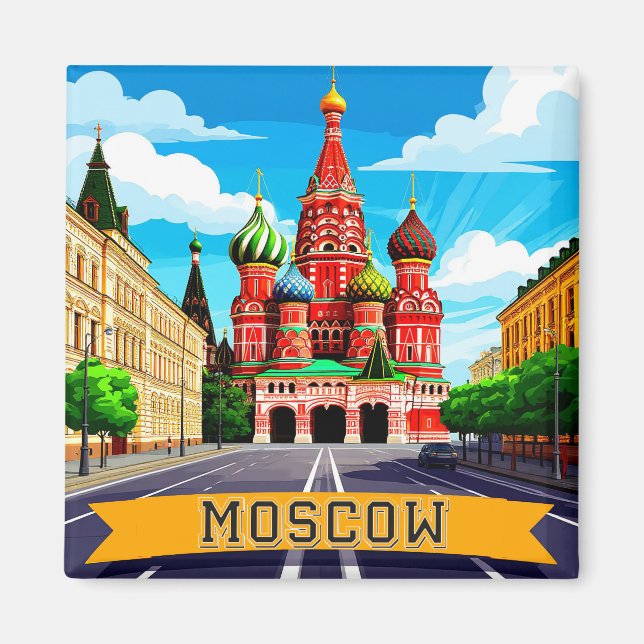 🧲 Moskva Ryssland Stad Minne Magnet (Framsidan)