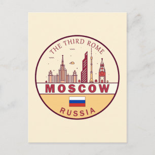 Moskva Ryssland Stadssiluett Emblem Vykort