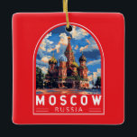 Moskva Ryssland Travel Art Vintage Julgransprydnad Keramik<br><div class="desc">Moskvas revektorresedesign. Moskva på Moskva-floden i westerna Ryssland är landets kosmopolitiska huvudstad.</div>